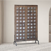 Antique Hand Carved Decorative Reclaimed Wood Door On Stand 11